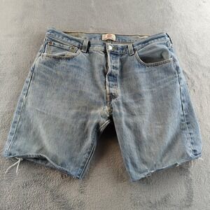 Vintage Levis 501 Jean Shorts Mens 36 Blue Light Wash Faded Cut Off Y2K